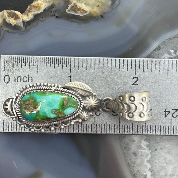 Sterling Southwestern Style Sonora Gold Turquoise Decorated Pendant For Women #1 - Picture 10 of 10